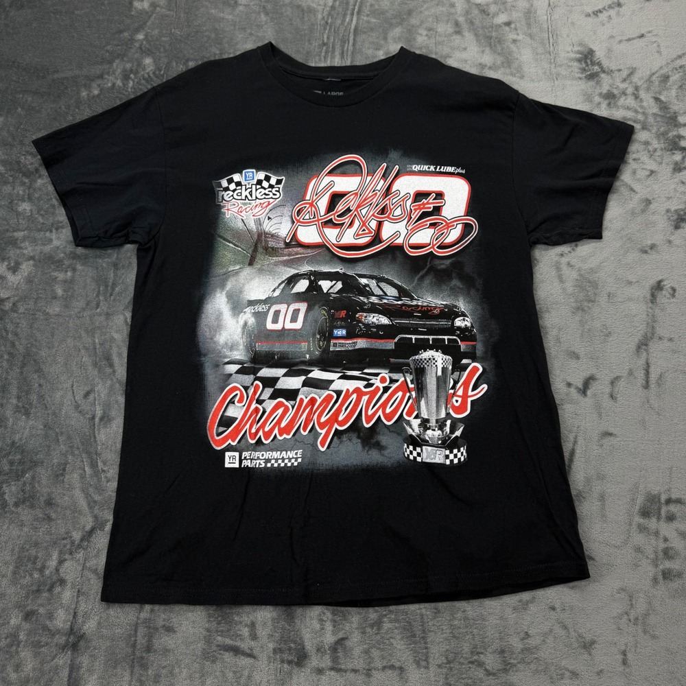 Reckless Racing Champions NASCAR‎ Graphic T-Shirt Mens Large Black Tee